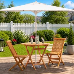 Practical 3-Piece Acacia Wood Garden Dining Set