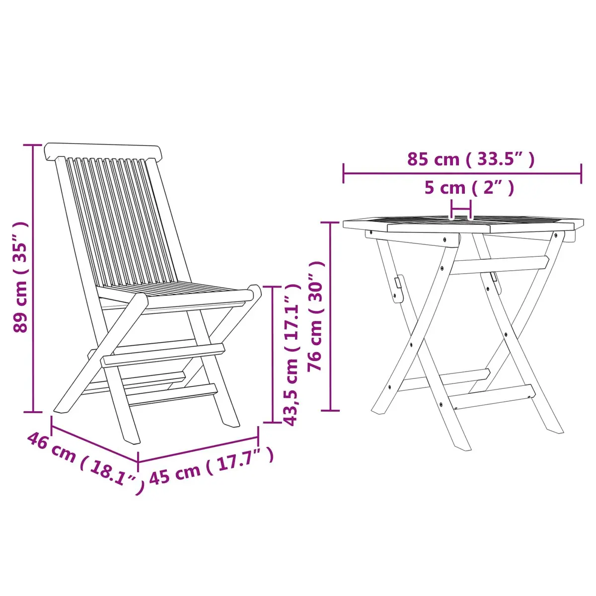 3-Piece Acacia Wood Garden Dining Set