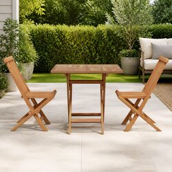 Practical 3-Piece Outdoor Dining Set in Solid Wood