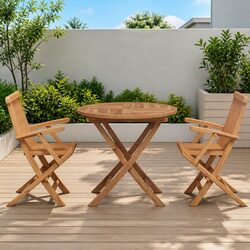 Functional 3-Piece Acacia Wood Dining Set for Any Outdoor Space