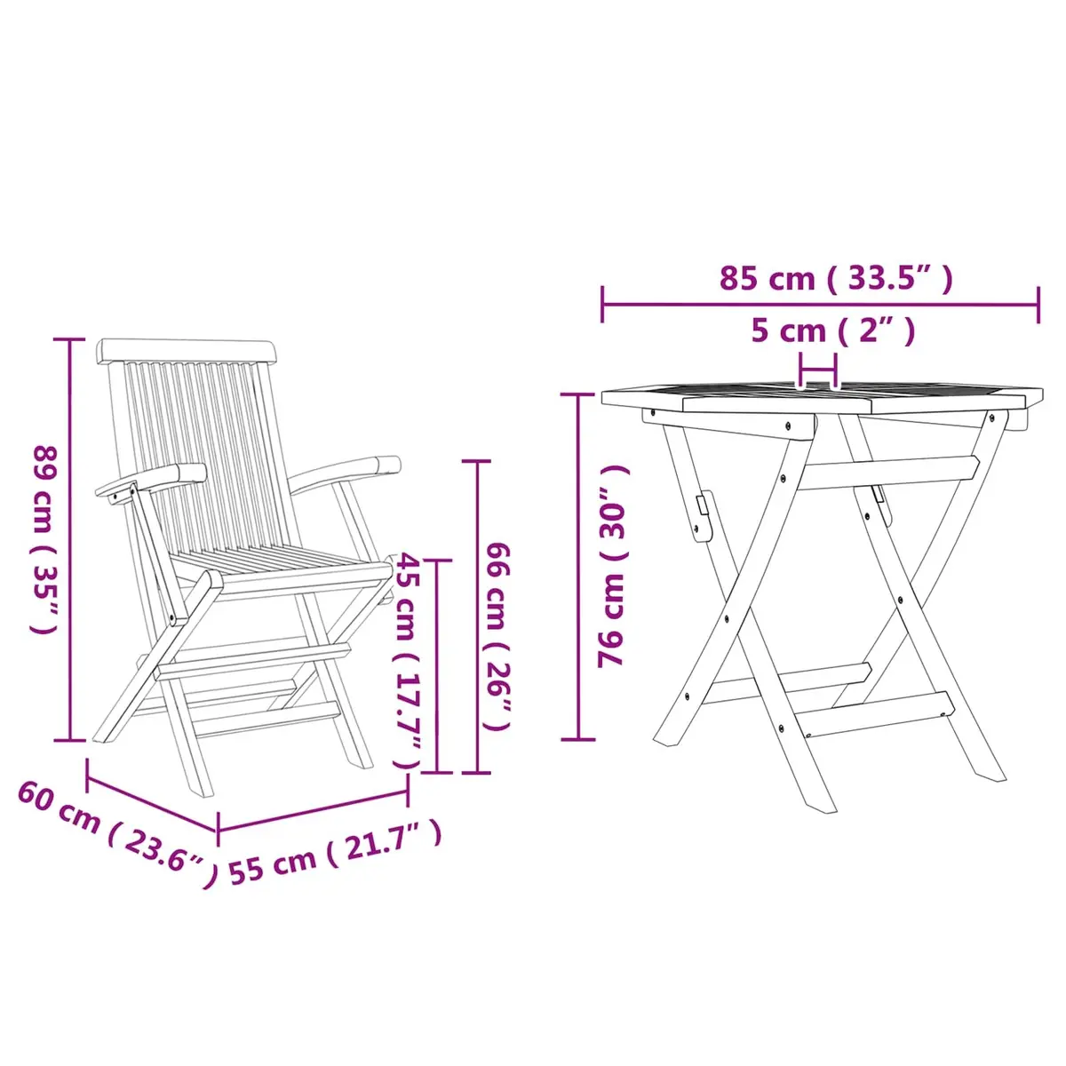 Garden Dining Set Solid Acacia Wood 3 Piece Outdoor Furniture Brown