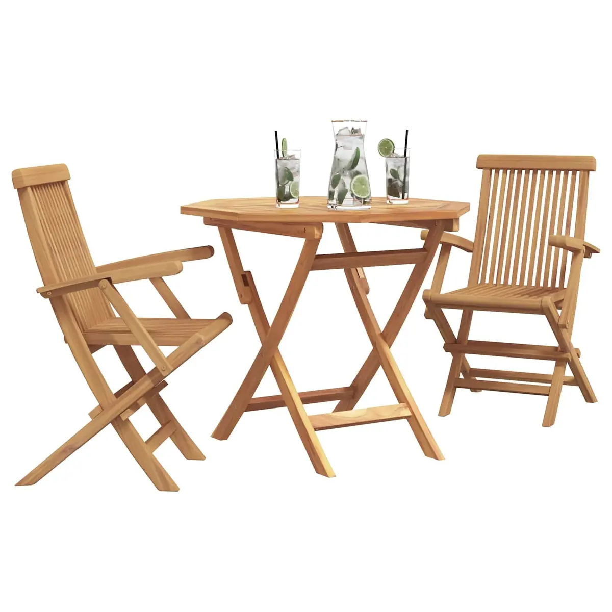 Garden Dining Set Solid Acacia Wood 3 Piece Outdoor Furniture Brown