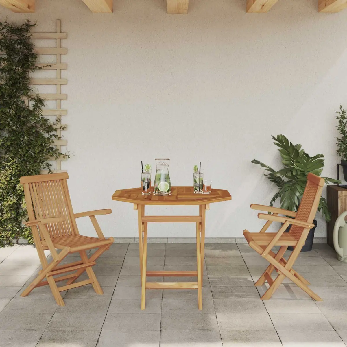 Garden Dining Set Solid Acacia Wood 3 Piece Outdoor Furniture Brown