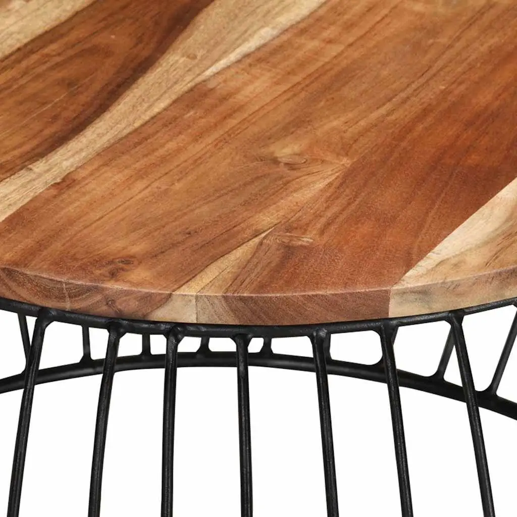 Coffee Table Solid Acacia Wood Ø68 cm Brown Powder Coated Iron Frame