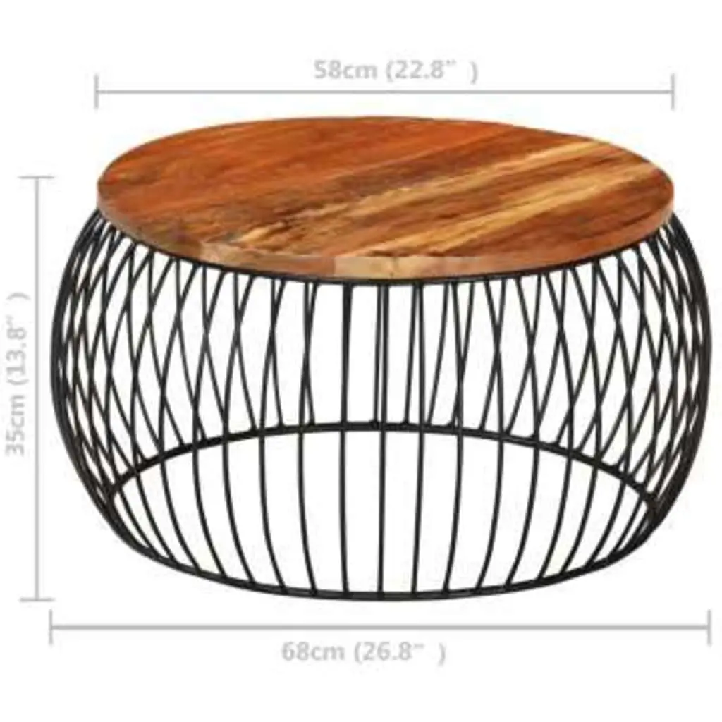 Coffee Table Reclaimed Wood Ø68cm Handmade Vintage Side Table