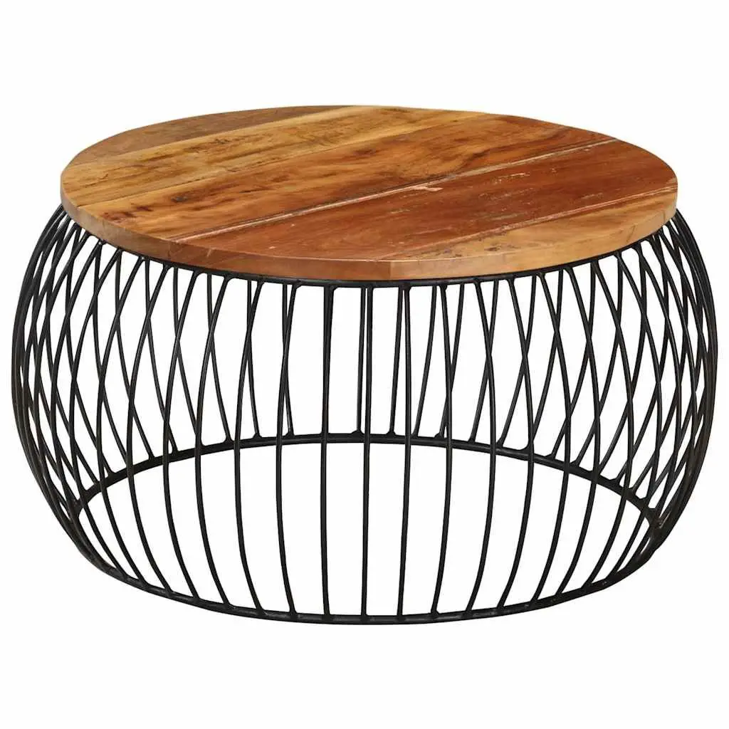 Coffee Table Reclaimed Wood Ø68cm Handmade Vintage Side Table