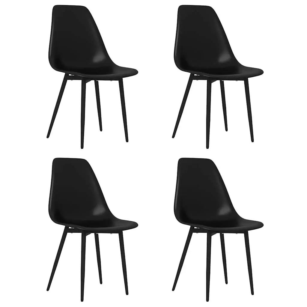 Dining Chairs Polypropylene Seat Ergonomic Curved Backrest Metal Legs Set of 4 Black