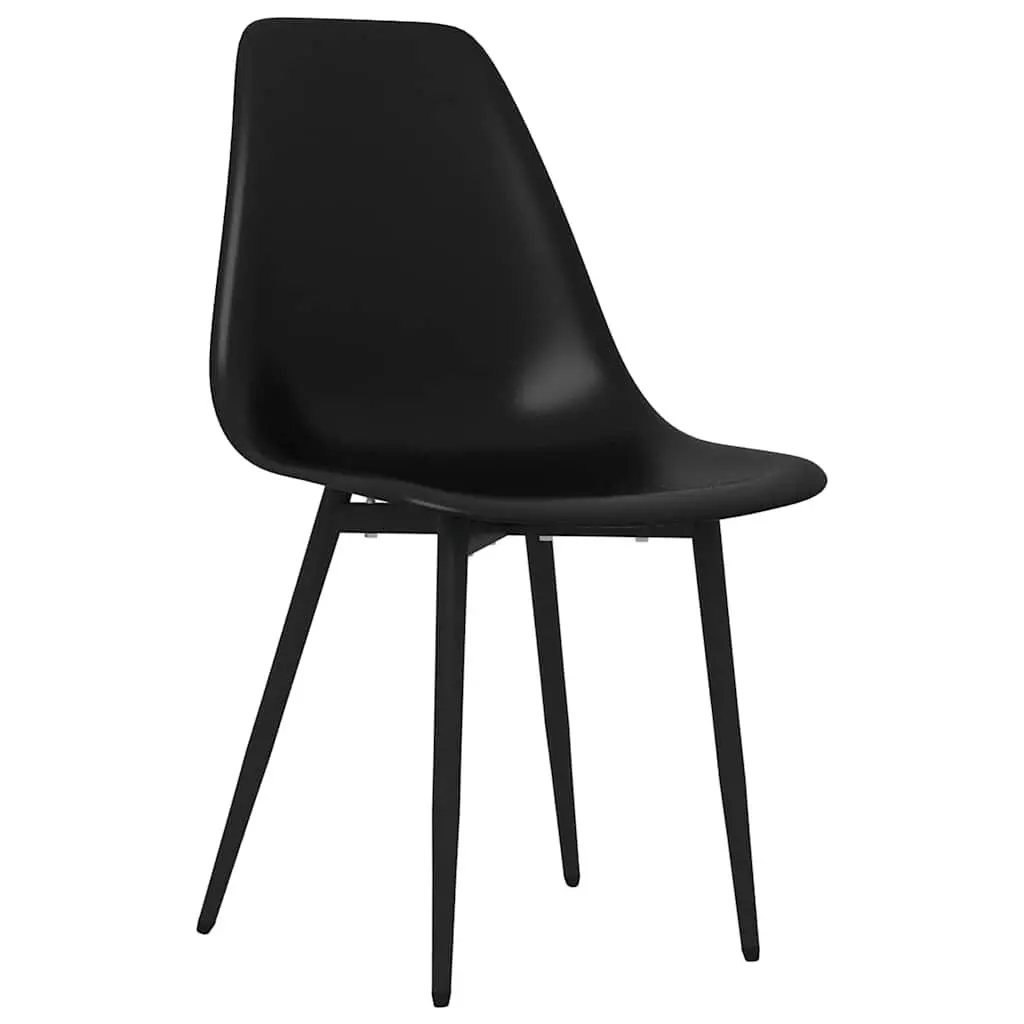 Dining Chairs Polypropylene Seat Ergonomic Curved Backrest Metal Legs Set of 4 Black