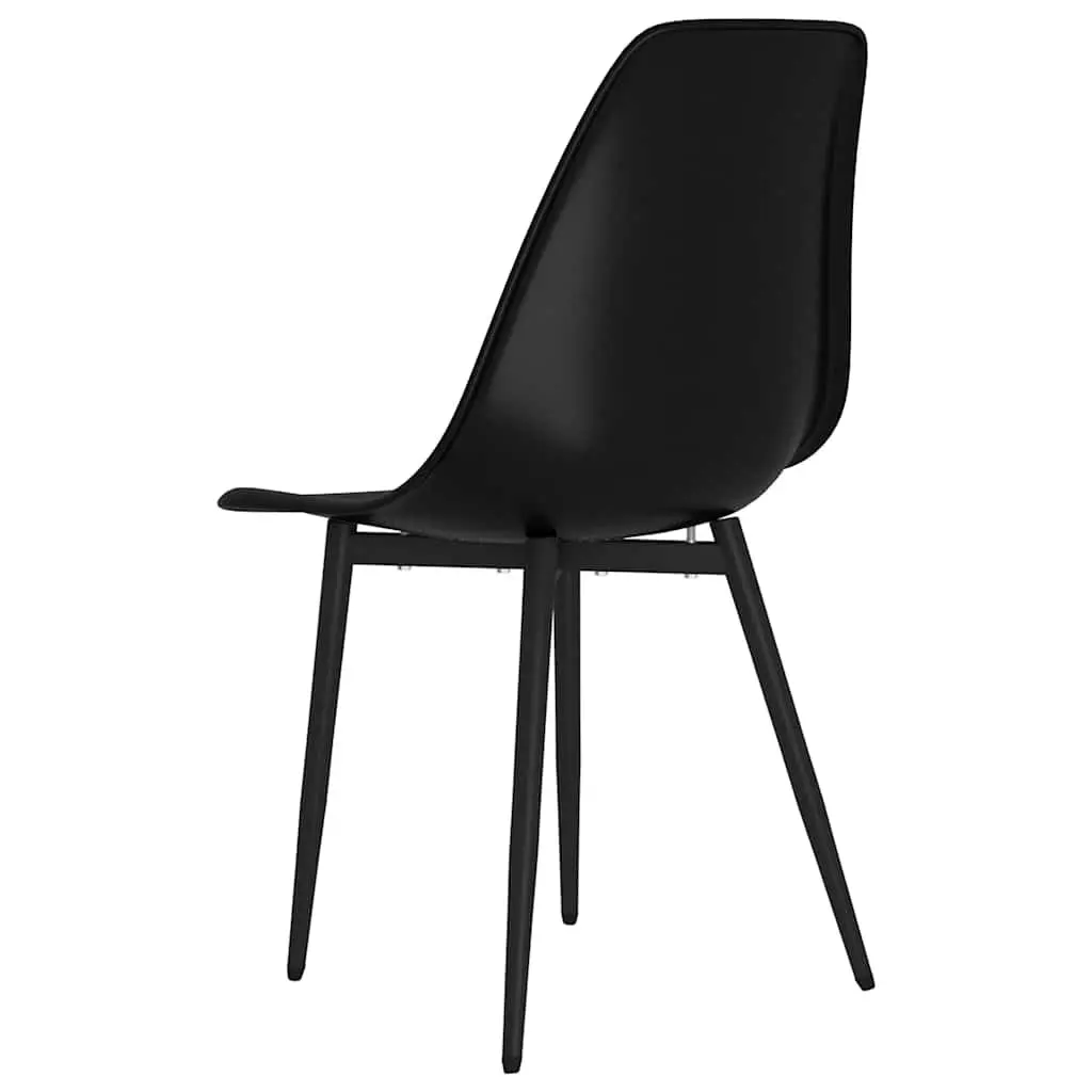 Dining Chairs Polypropylene Seat Ergonomic Curved Backrest Metal Legs Set of 4 Black