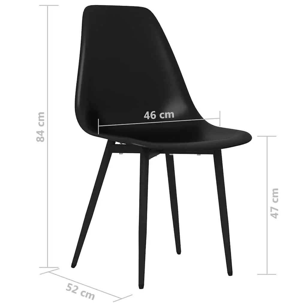Dining Chairs Polypropylene Seat Ergonomic Curved Backrest Metal Legs Set of 4 Black