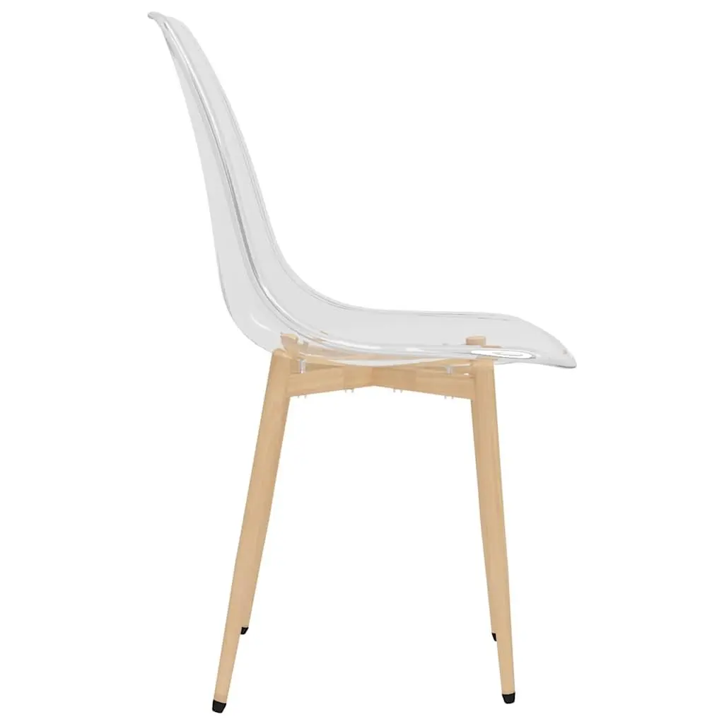 Transparent Dining Chairs Ergonomic Backrest Metal Legs 2 Piece Set for Kitchen Room Furniture