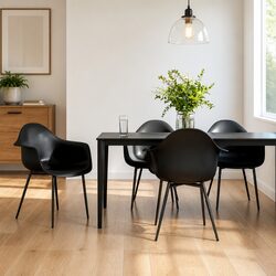 4 Pcs Dining Chairs Black Polypropylene Kitchen Seats Ergonomic Curved Backrest