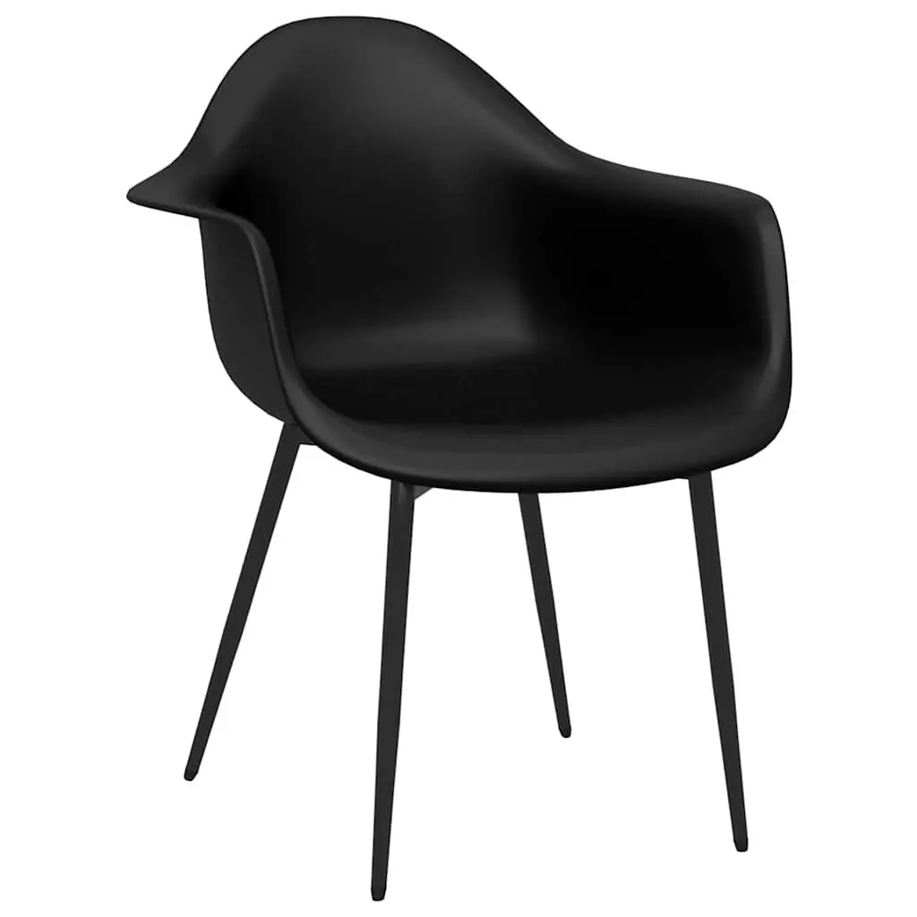 Black Ergonomic Dining Chairs 4 Piece Set Polypropylene Construction Curved Backrest