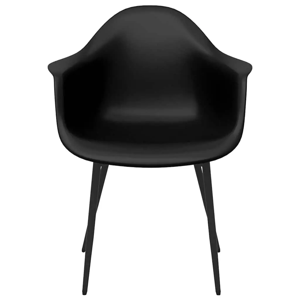 Black Ergonomic Dining Chairs 4 Piece Set Polypropylene Construction Curved Backrest