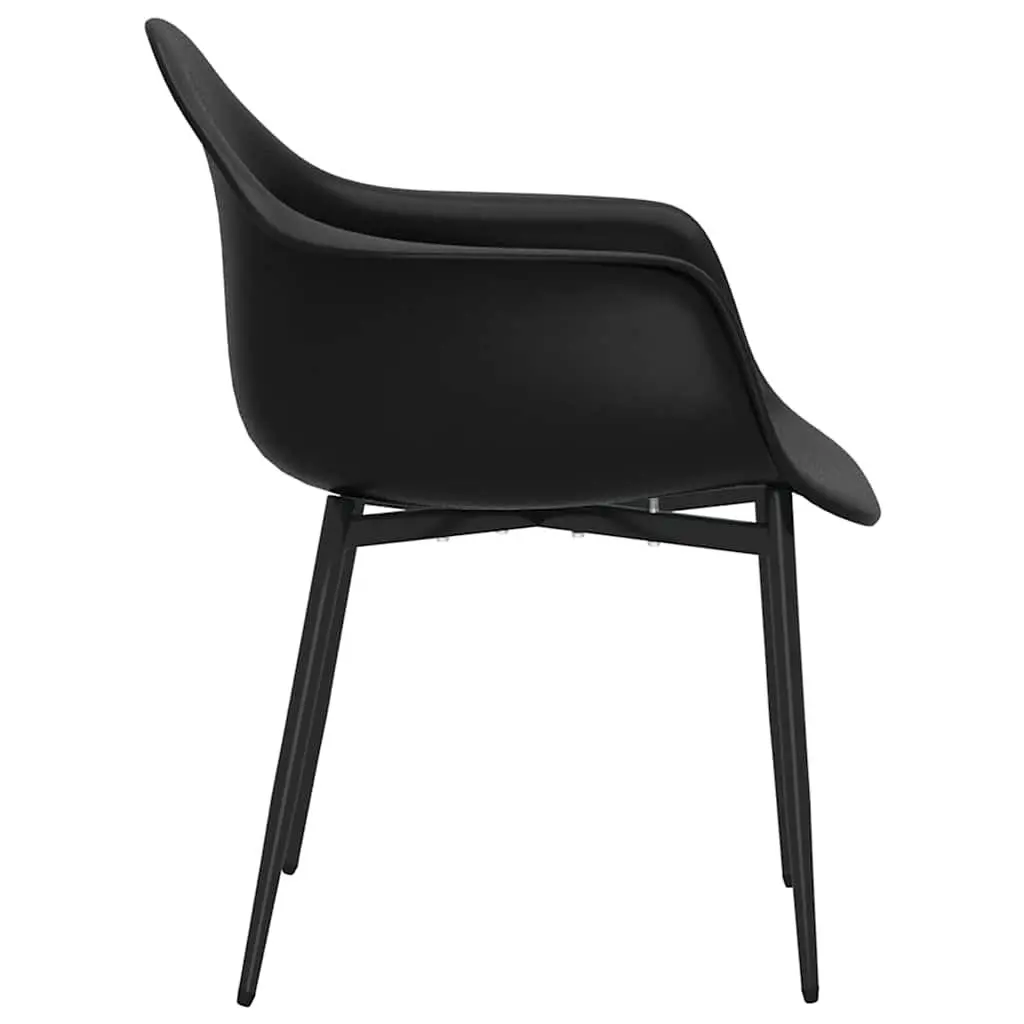 Black Ergonomic Dining Chairs 4 Piece Set Polypropylene Construction Curved Backrest