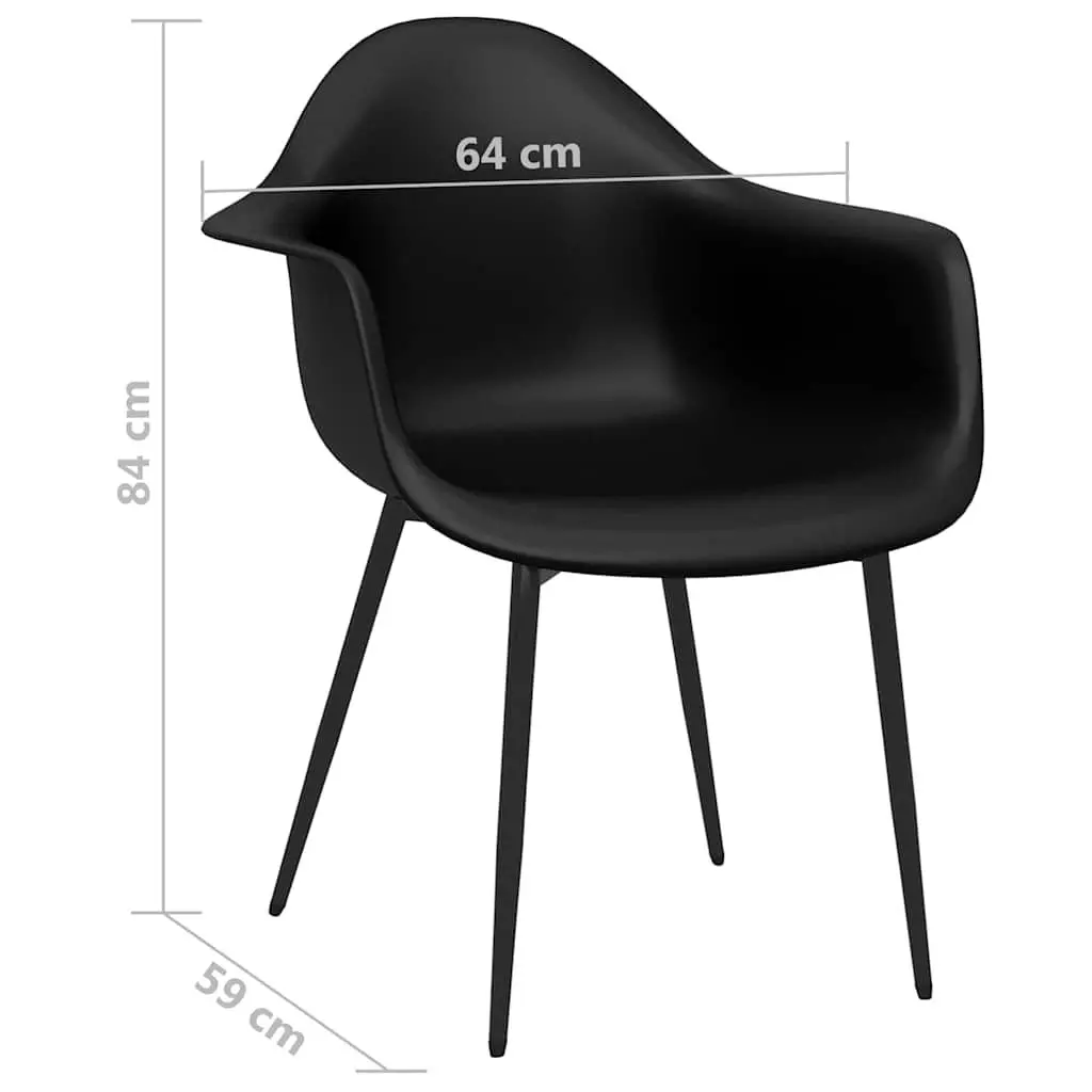 Black Ergonomic Dining Chairs 4 Piece Set Polypropylene Construction Curved Backrest