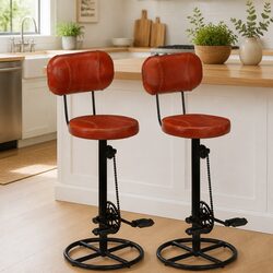 Brown Upholstered Bar Stools 2 pcs for Home and Bars