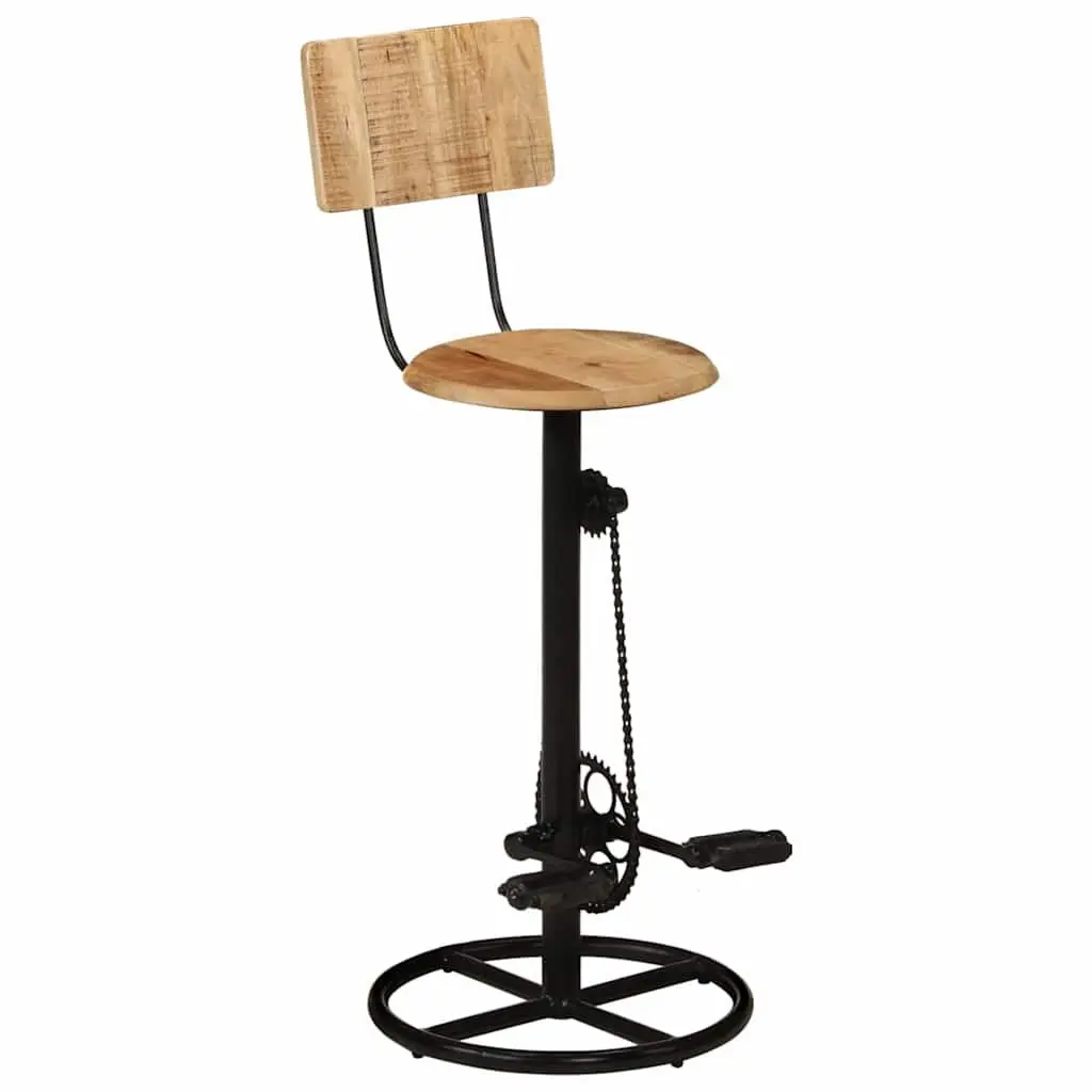 Bar Stools Solid Mango Wood Iron Brown 2 Piece Kitchen Dining Room Seating