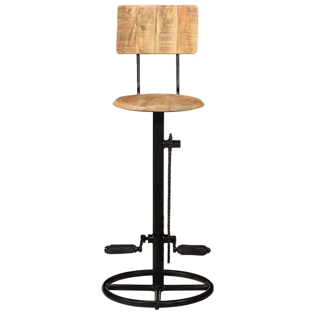 Bar Stools Solid Mango Wood Iron Brown 2 Piece Kitchen Dining Room Seating
