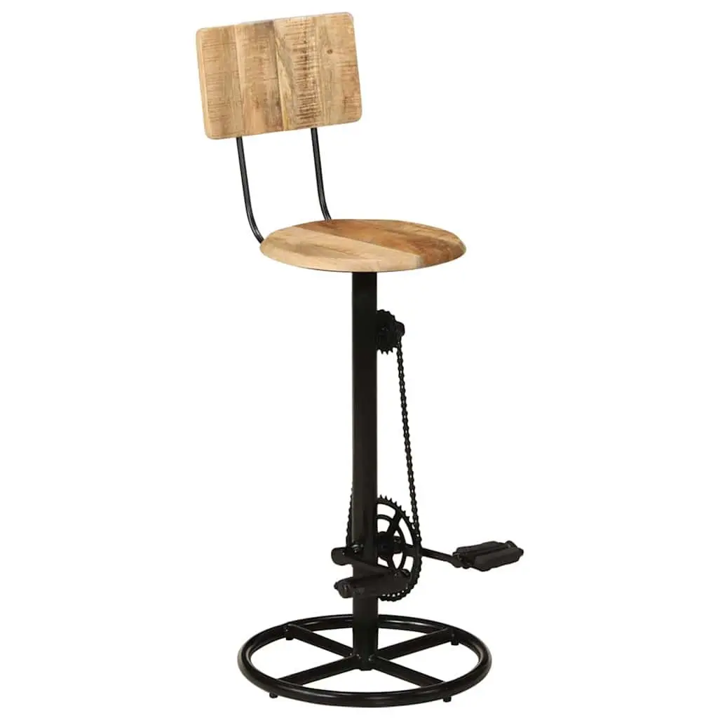 Bar Stools Solid Mango Wood Iron Brown 2 Piece Kitchen Dining Room Seating