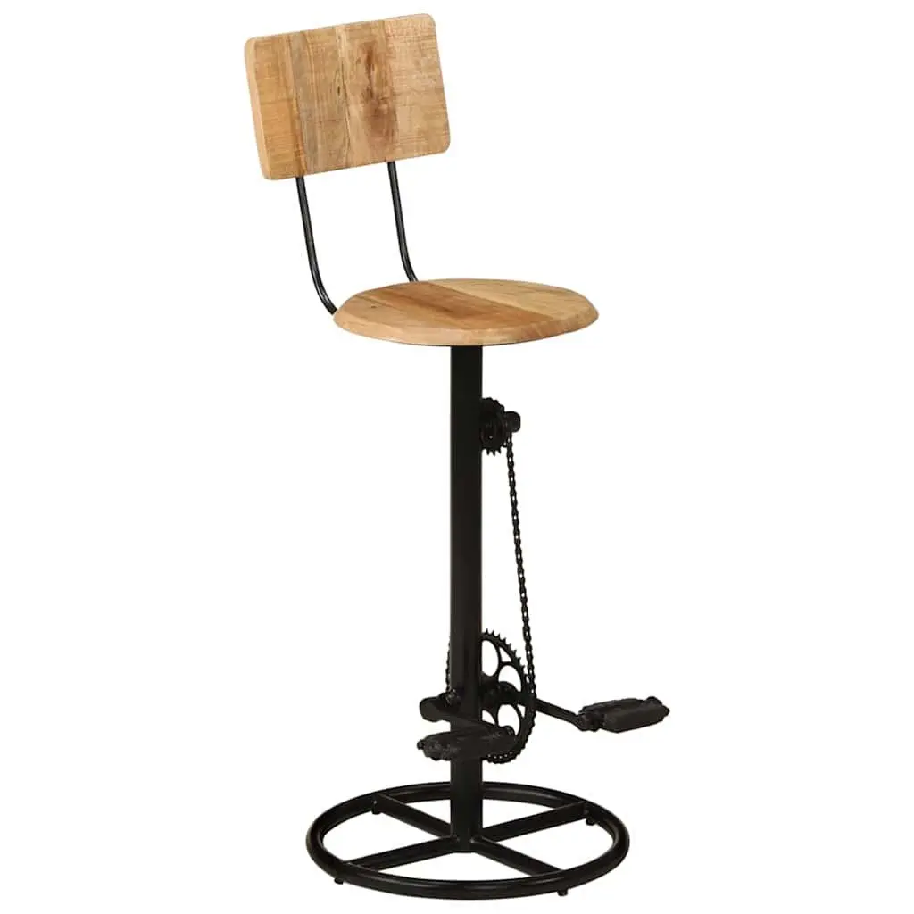 Bar Stools Solid Mango Wood Iron Brown 2 Piece Kitchen Dining Room Seating