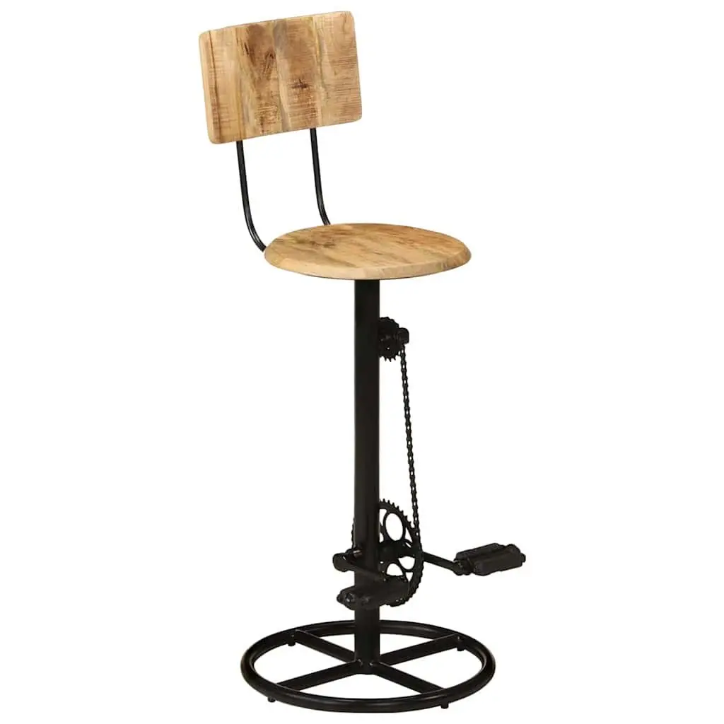 Bar Stools Solid Mango Wood Iron Brown 2 Piece Kitchen Dining Room Seating