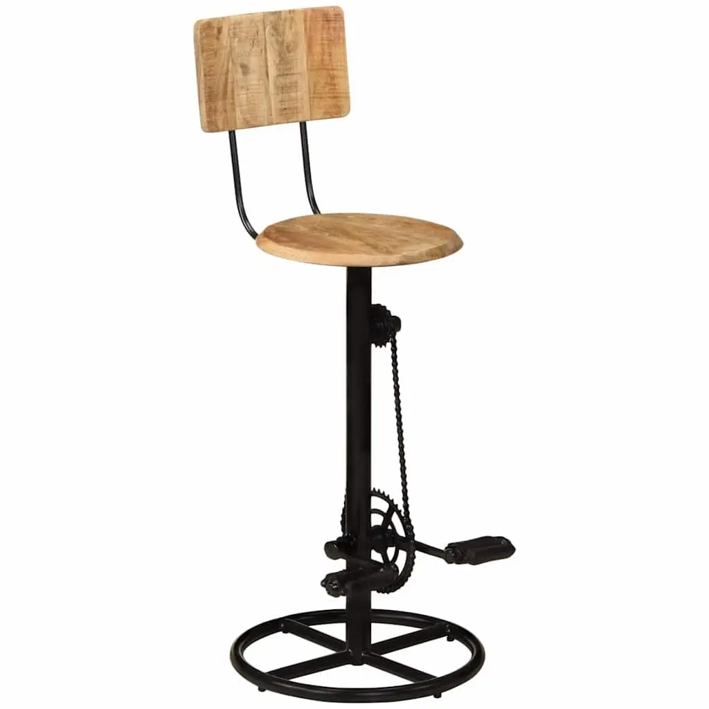 Bar Stools Solid Mango Wood Iron Brown 2 Piece Kitchen Dining Room Seating