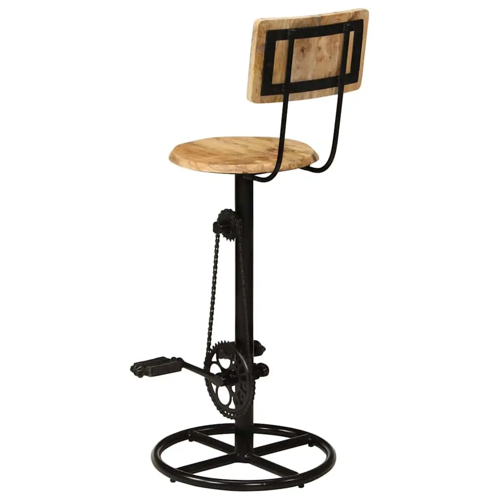 Bar Stools Solid Mango Wood Iron Brown 2 Piece Kitchen Dining Room Seating