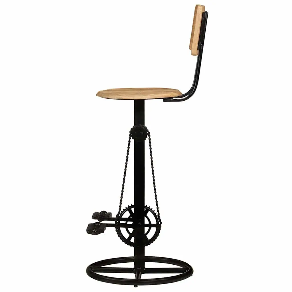 Bar Stools Solid Mango Wood Iron Brown 2 Piece Kitchen Dining Room Seating