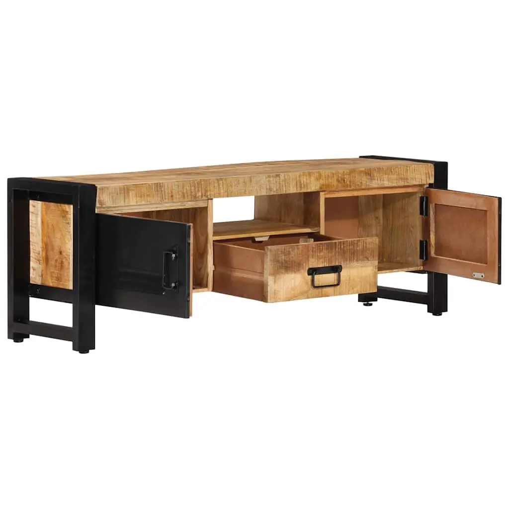 TV Cabinet Solid Mango Wood 120x30x40 cm Brown with Doors and Drawer