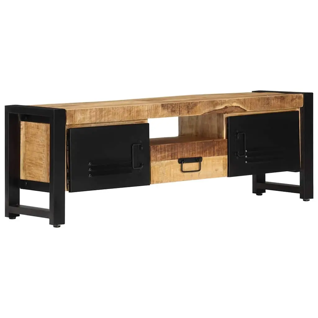 TV Cabinet Solid Mango Wood 120x30x40 cm Brown with Doors and Drawer
