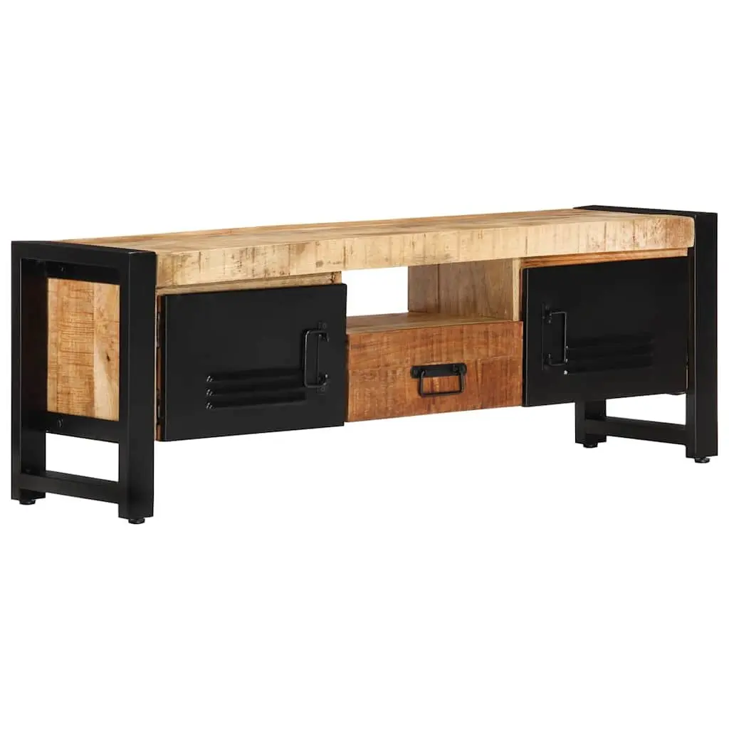 TV Cabinet Solid Mango Wood 120x30x40 cm Brown with Doors and Drawer