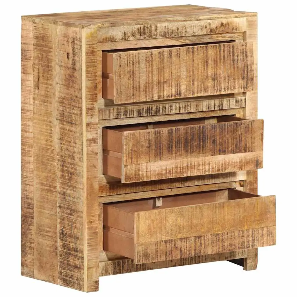 Drawer Cabinet Solid Mango Wood 60x33x75 cm Brown 3 Drawers