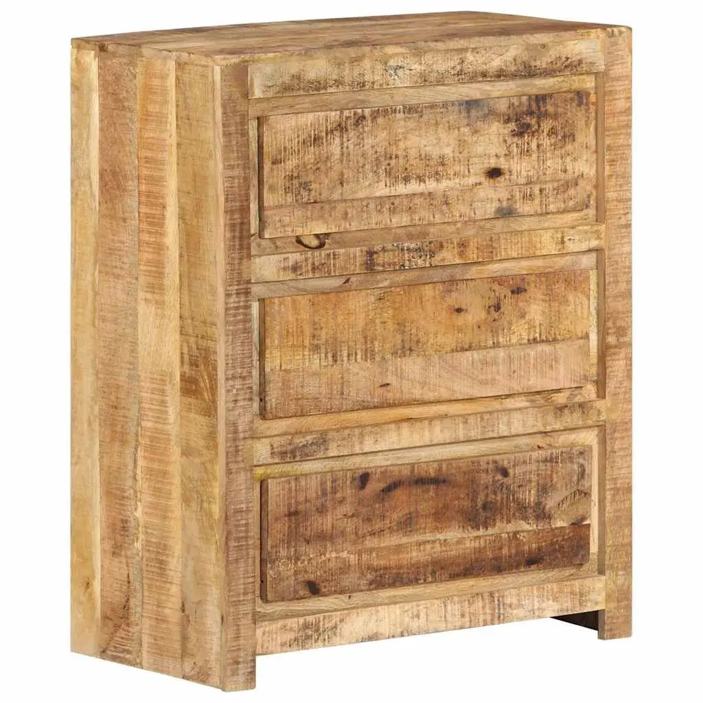 Drawer Cabinet Solid Mango Wood 60x33x75 cm Brown 3 Drawers