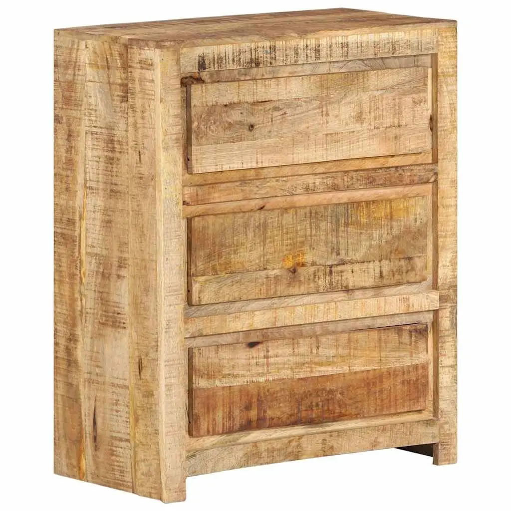 Drawer Cabinet Solid Mango Wood 60x33x75 cm Brown 3 Drawers