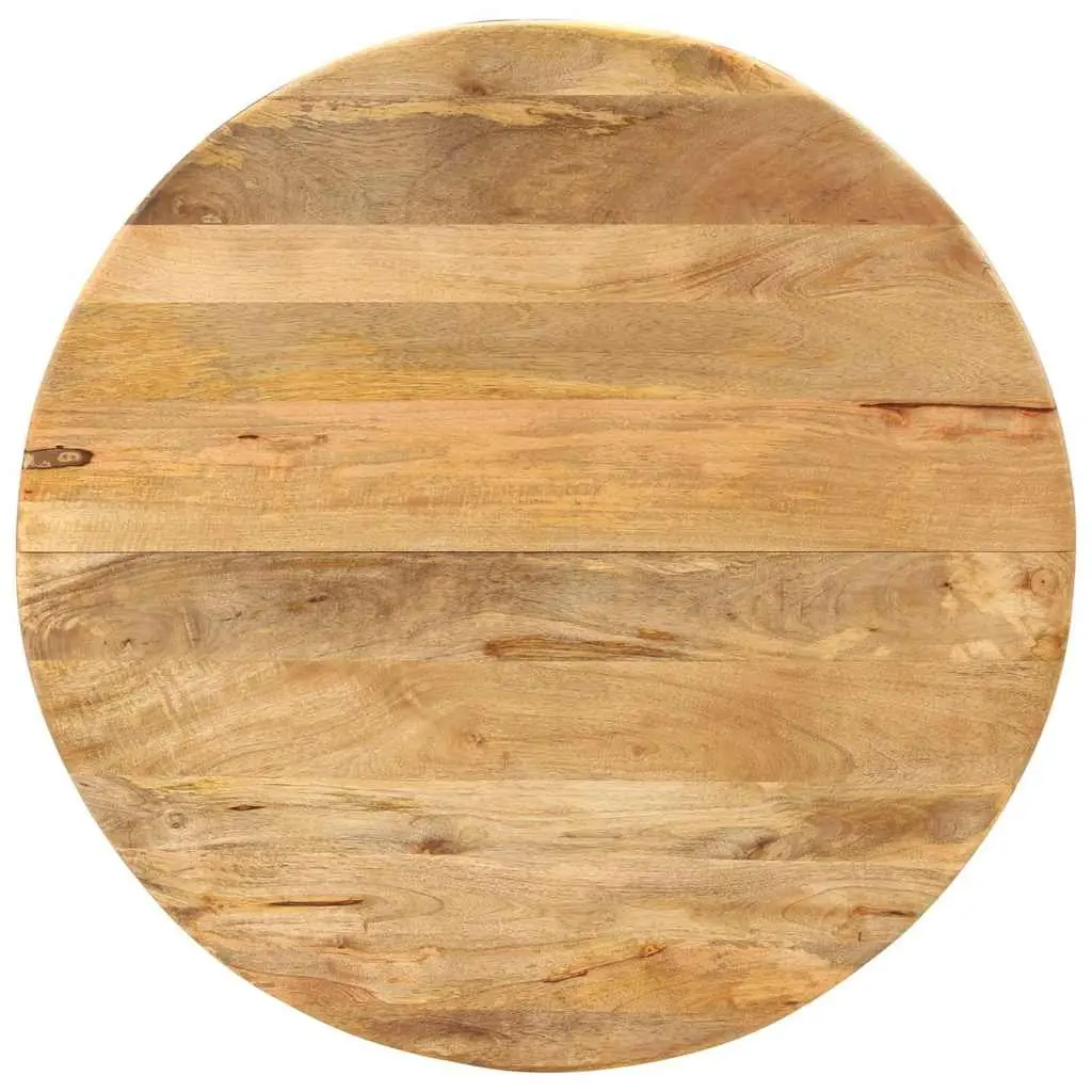 Dining Table Solid Mango Wood Round 110cm Brown Steel Frame