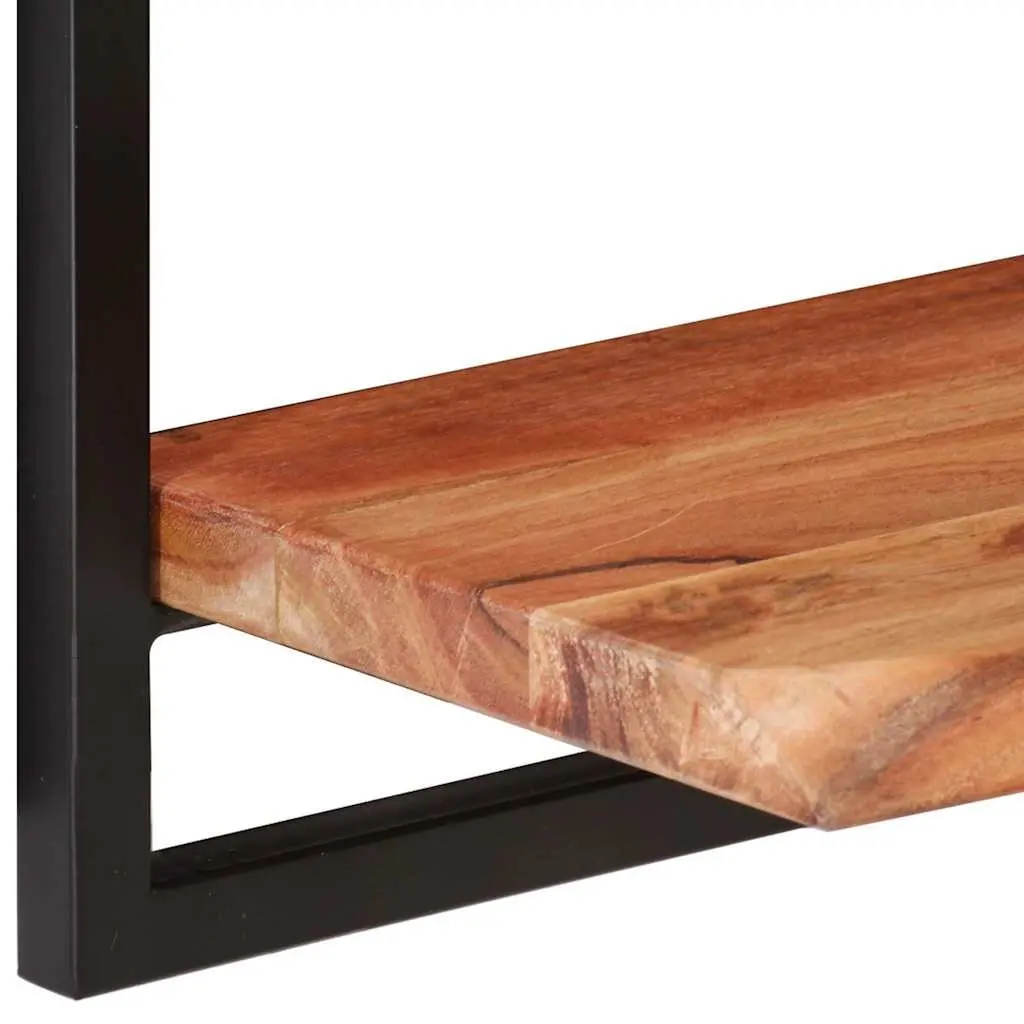 Wall Mounted Shelves Floating Display Brown Solid Acacia Wood Steel Frame 80x25x35 cm Set of 2
