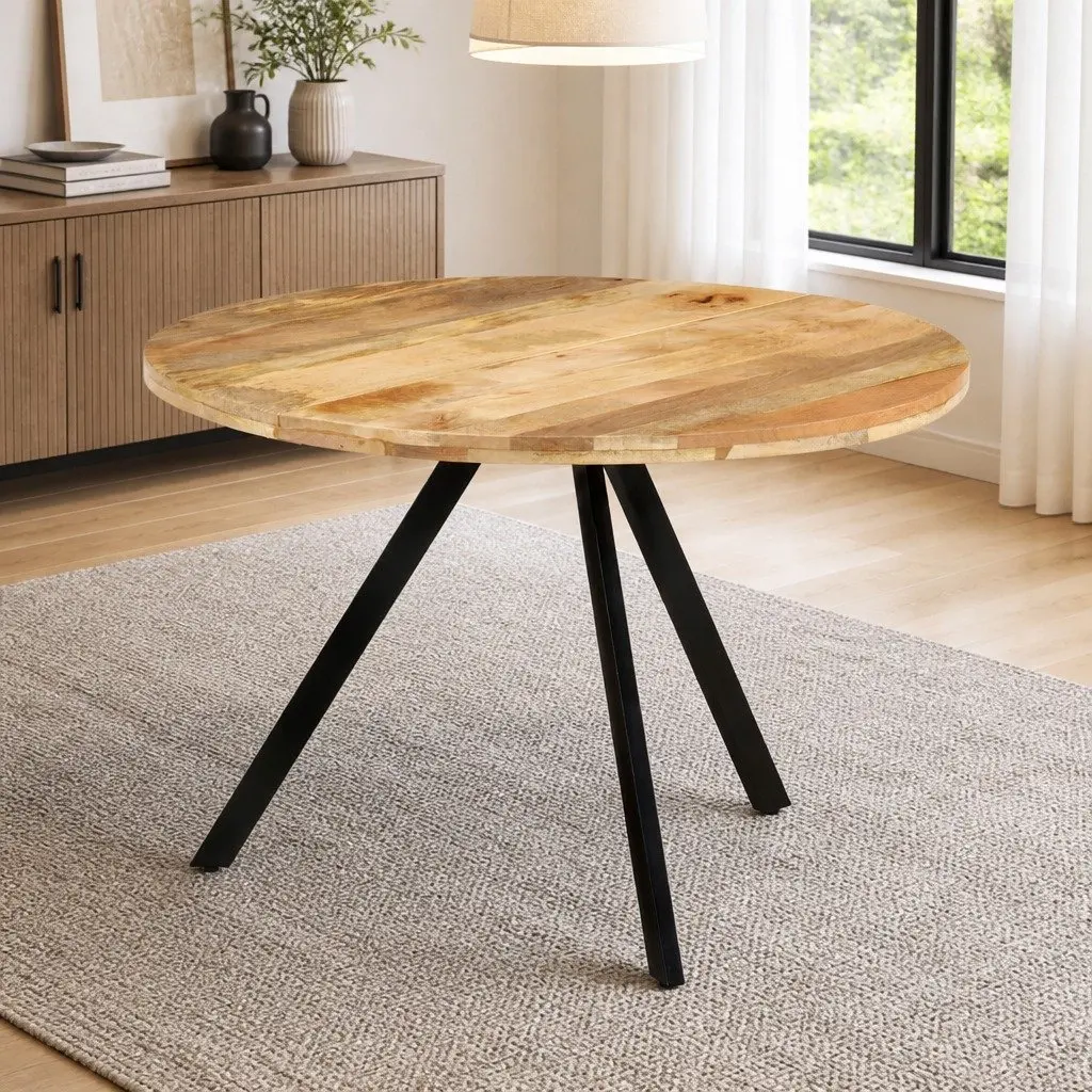 Mango Wood Dining Table Solid Construction 110x75cm Brown Kitchen Furniture