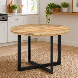 Durable Brown Mango Wood Dining Table for Everyday Use
