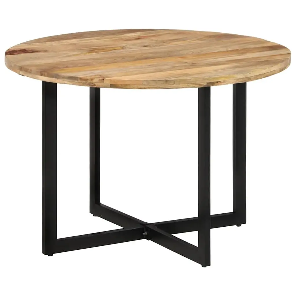 Dining Table Solid Mango Wood Brown 110x75 cm Kitchen Room Sturdy Iron Frame