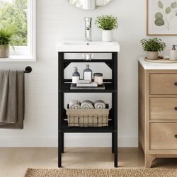 Practical Black Storage Stand for Bathroom Essentials