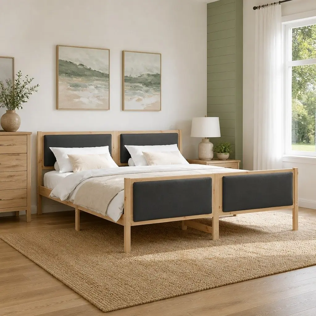 Upholstered Bed Frame 180x200cm Dark Grey Fabric Platform with Headboard and Under-Bed Storage