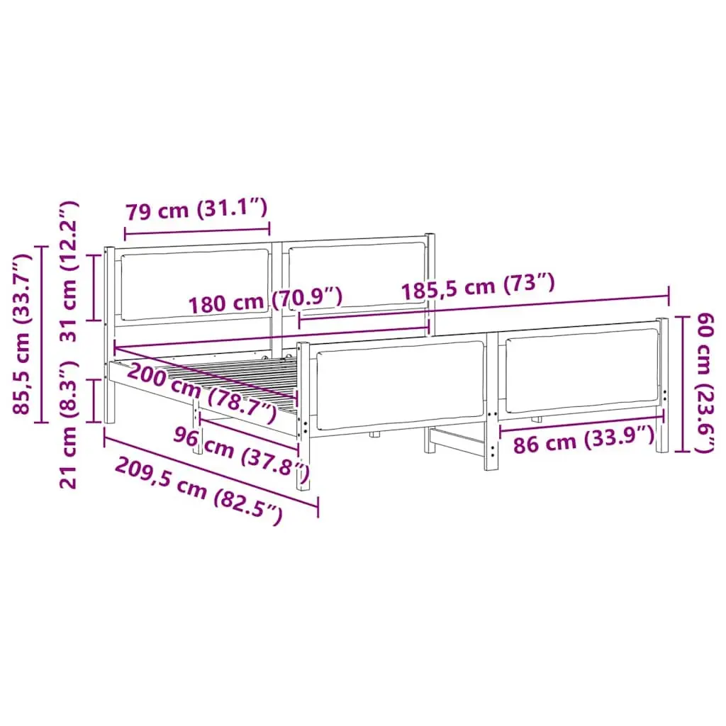 Upholstered Bed Frame 180x200cm Dark Grey Fabric Platform with Headboard and Under-Bed Storage