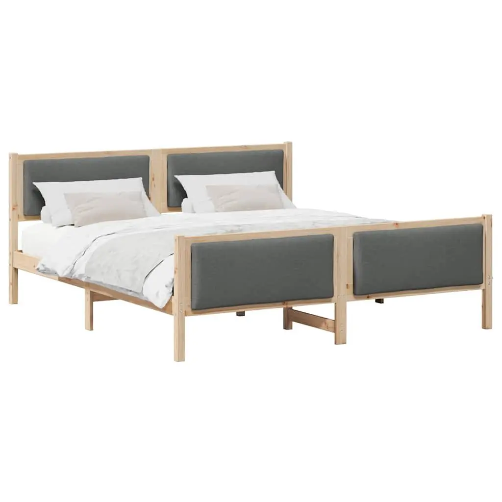 Upholstered Bed Frame 180x200cm Dark Grey Fabric Platform with Headboard and Under-Bed Storage