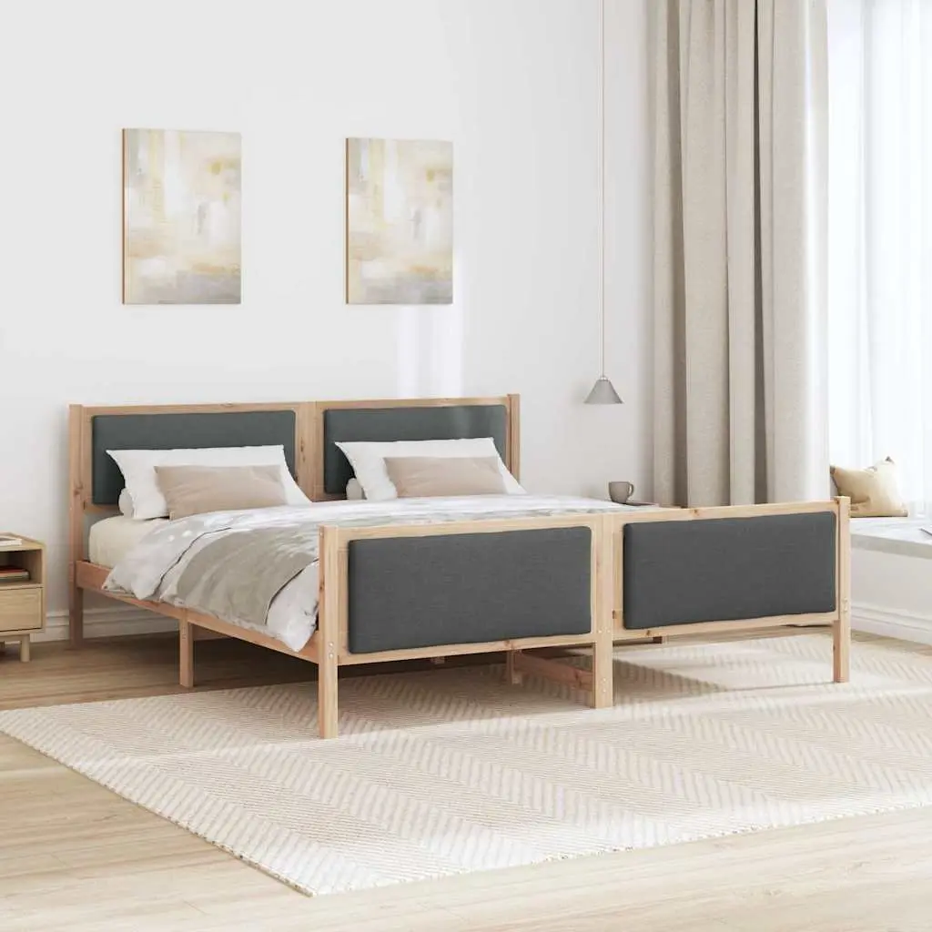 Upholstered Bed Frame 180x200cm Dark Grey Fabric Platform with Headboard and Under-Bed Storage