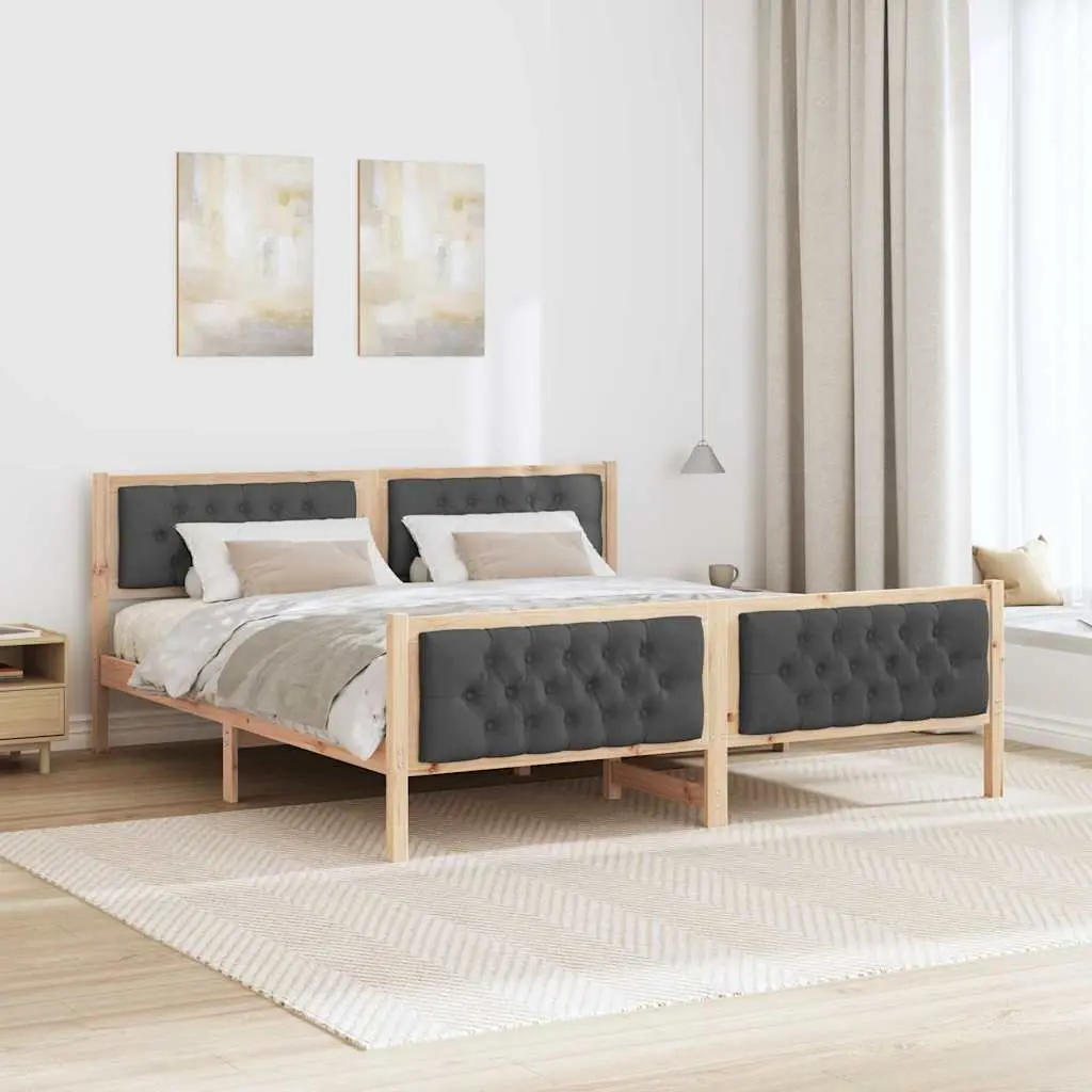 Bed Frame with Slatted Support and Headboard 180 x 200 cm