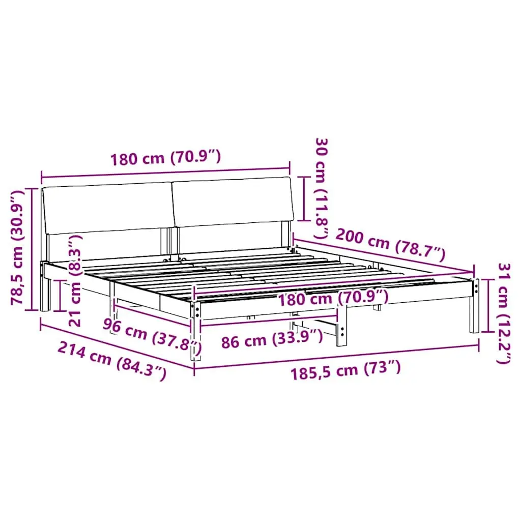 Bed Frame 180 x 200 cm Platform Bedroom Furniture Modern Brown Dark Grey