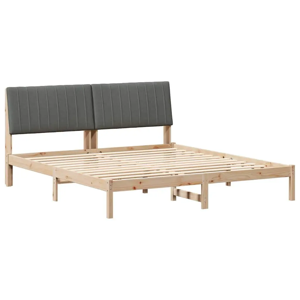 Bed Frame with Headboard Brown 180 x 200 cm Solid Pine Wood Platform Slatted