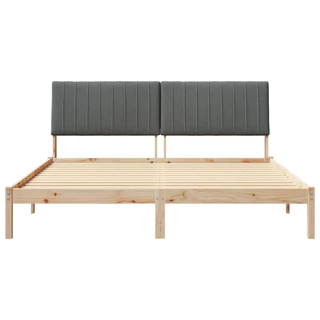 Bed Frame with Headboard Brown 180 x 200 cm Solid Pine Wood Platform Slatted