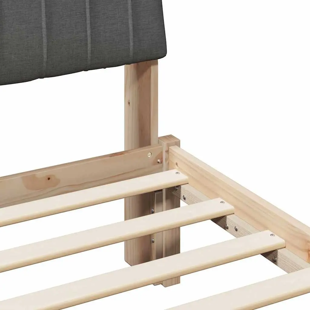 Bed Frame with Headboard Brown 180 x 200 cm Solid Pine Wood Platform Slatted